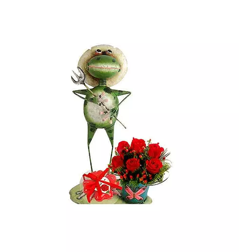 Prescot Frog Design & Roses Gift