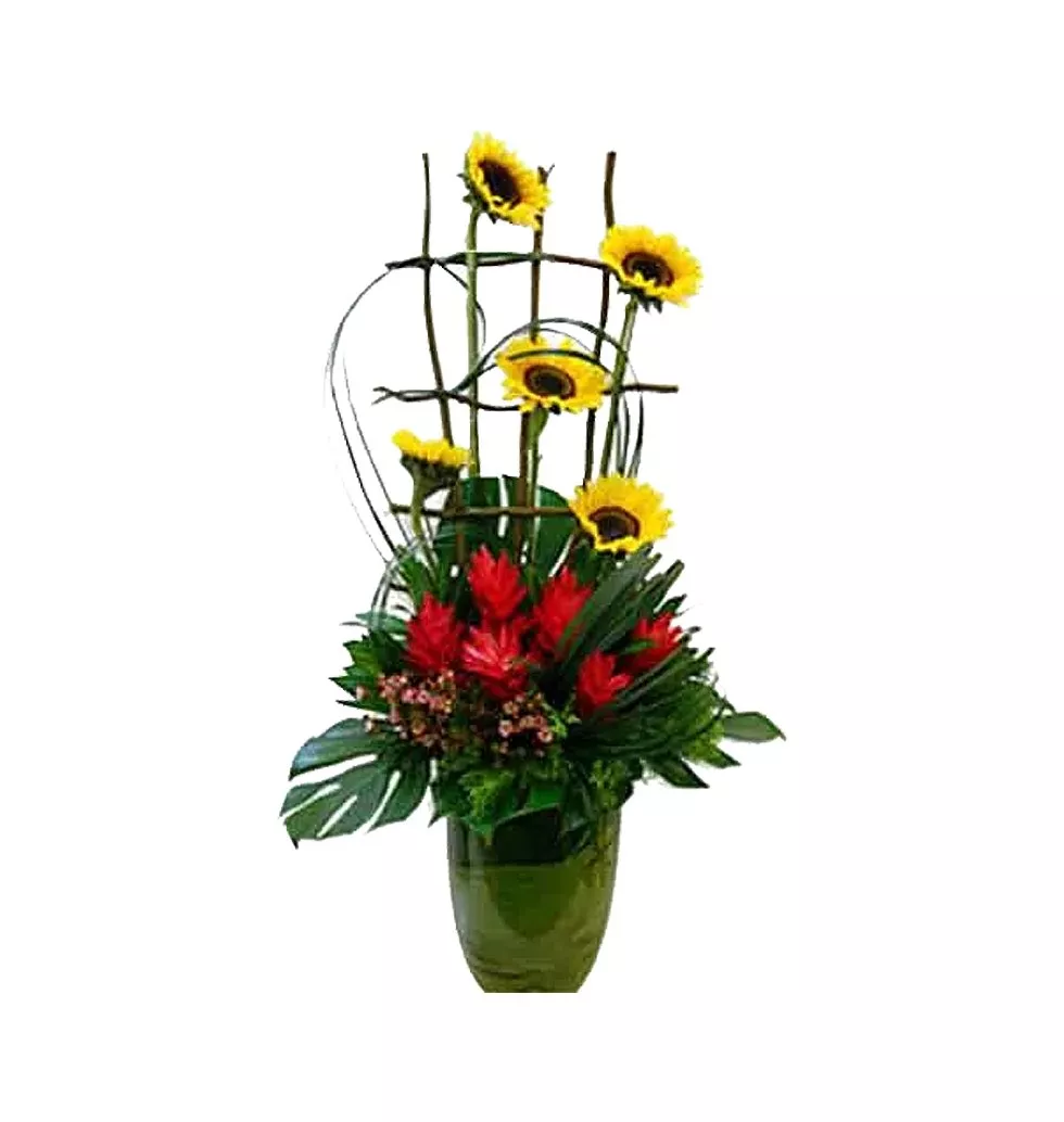 Eye-Catching Mix Selection of Sunflower N Ginger Flowers