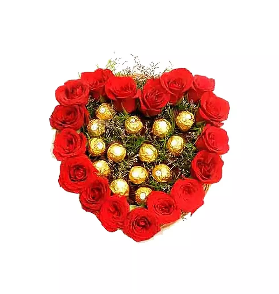 Passionate All For You Heart Shape Red Roses Arrangement