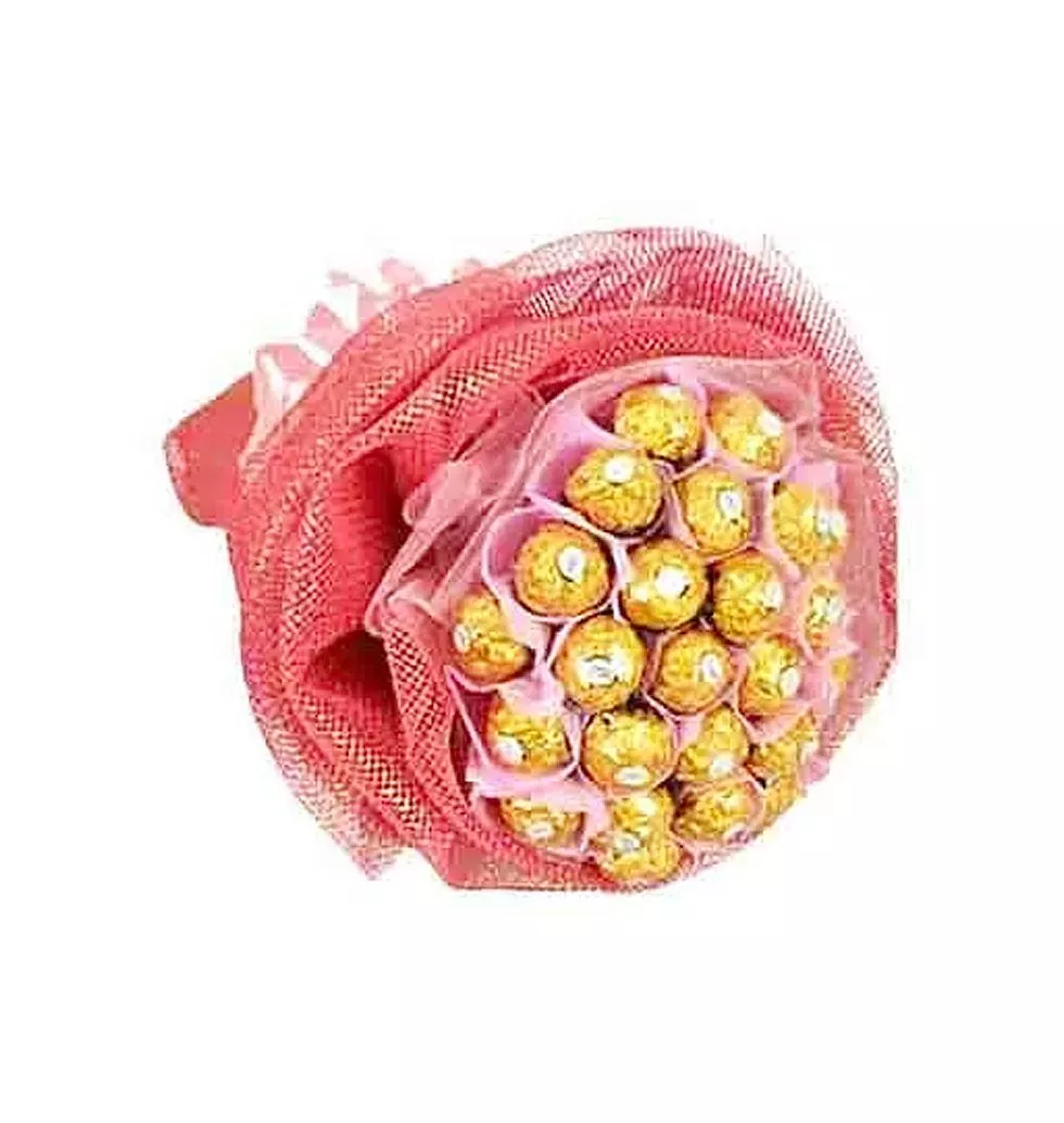 Delicious Present of 36 Pink Ferraro Rocher Chocolate Bouquet