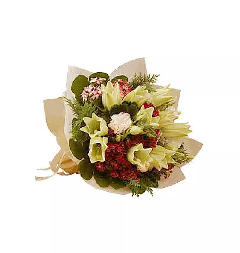 Cheerful Floral Embrace Bunch of Madonna Lilies
