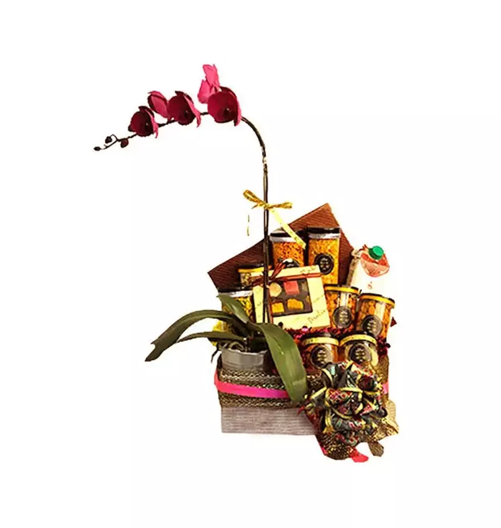 Exclusive Diwali Assortments Hamper with Phalaenopsis Orchid