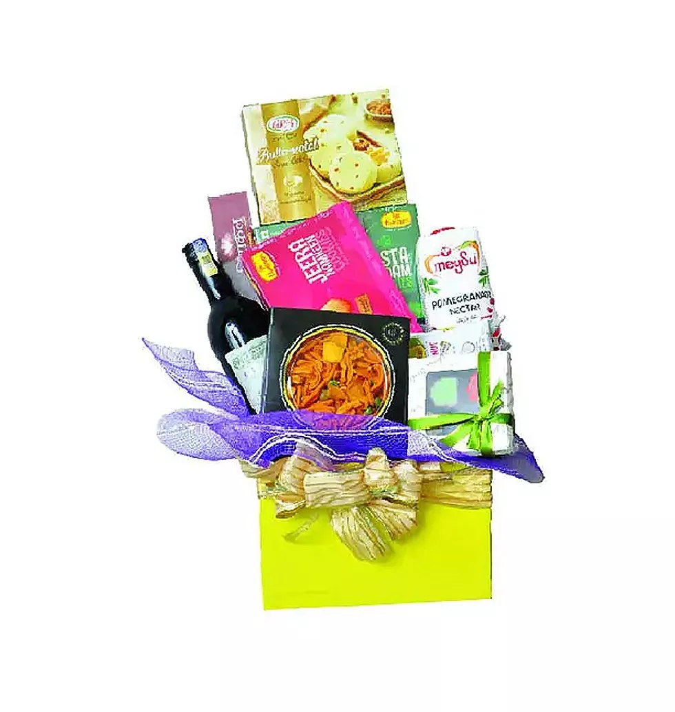 Pleasant Diwali Special Indian Delicacy Gift Hamper with Wine