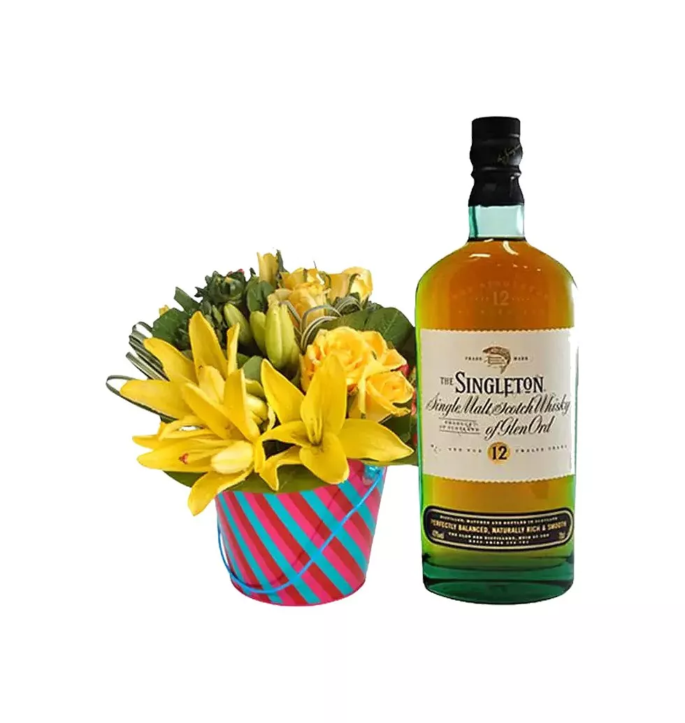 Floral Arrangement with Whiskey