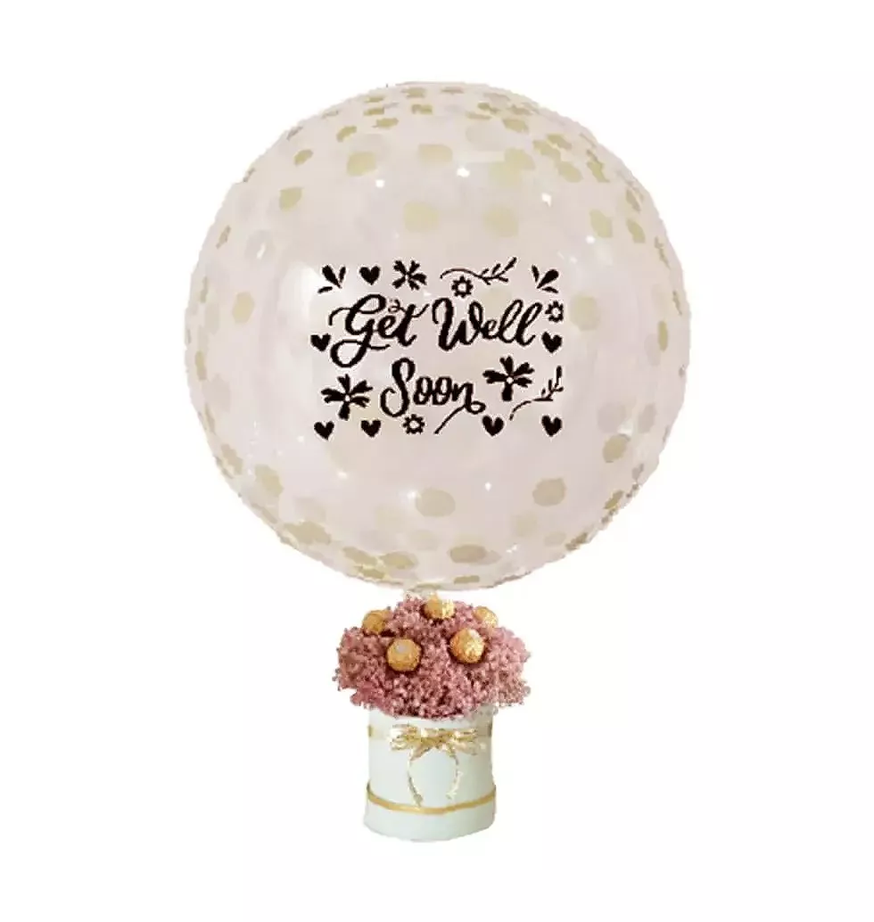 Balloon With Flower Gift Basket