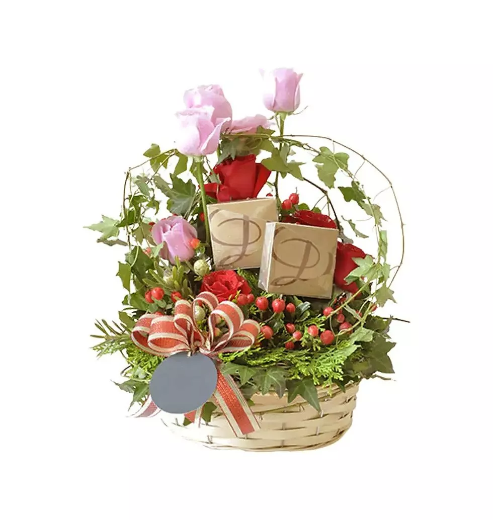 Flower Basket with Chocolates