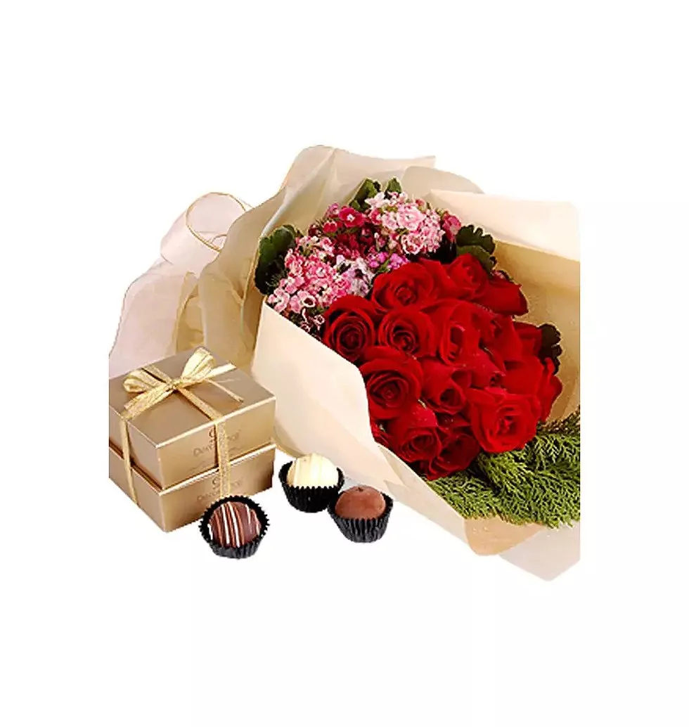 Lovely Floral Bouquet and Chocolates
