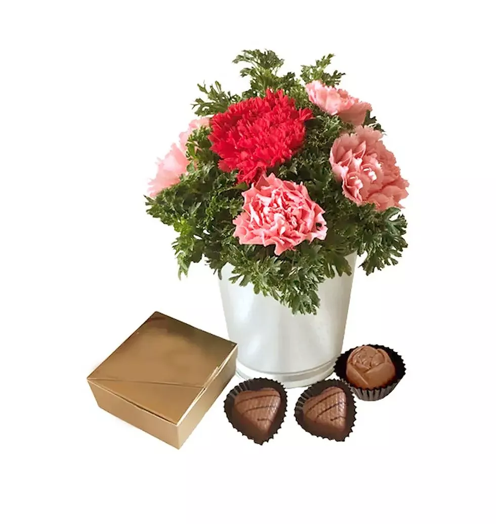 Enticing flowers and chocolates