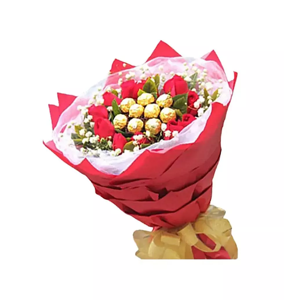 Ferrero Rochers with red roses