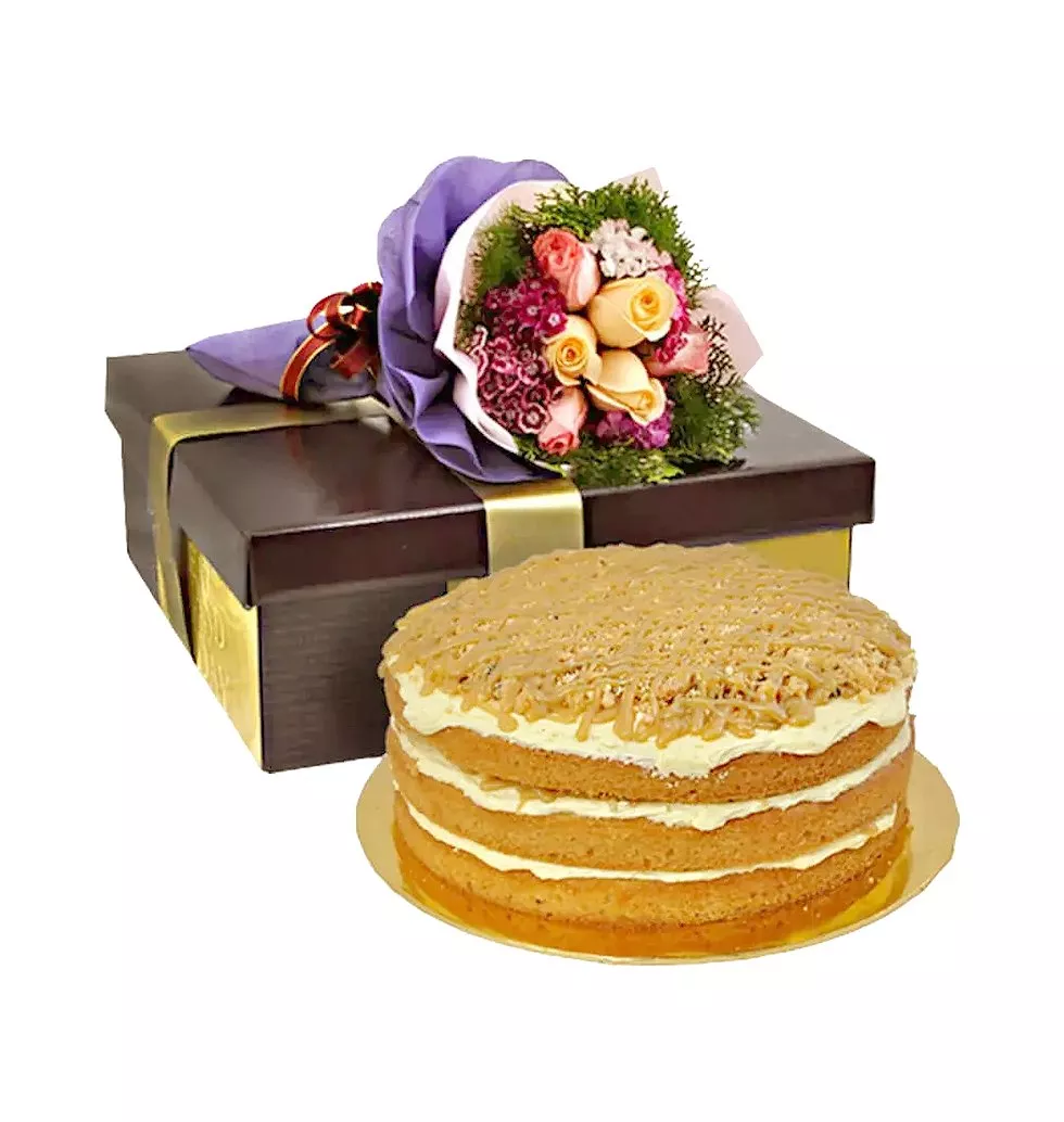 Cake Of Butterscotch Cookies and Roses
